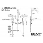 Graff M.E./M.E.25 Bateria bidetowa 3-otworowa z korkiem automatycznym Chrom E-6163-LM62B