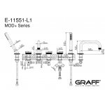 Graff MOD+ Bateria wannowa 5-otworowa z zestawem prysznicowym Chrom E-11551-R1-L1