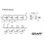Graff Topaz Bateria prysznicowa termostatyczna 4-uchwytowa podtynkowa - element zewnętrzny Chrom E-8088H-LM63E0-T