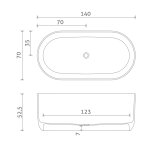 Inbalia Bali Wanna wolnostojąca 140x70 biały mat z korkiem klik klak chrom BTFS00099C00M110I