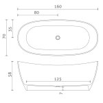 Inbalia Laguna Wanna wolnostojąca 160x70 biały mat z korkiem klik klak chrom BTIS00101C00M110I