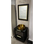       Krofam Chic Zestaw Umywalka Ø40 + Szafka z blatem pod umywalkę + Lustro 60x80 black/gold ZESTAWCHIC WYPRZEDAŻ EKSPOZYCJI!!