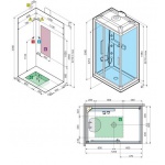 Novellini Glax 3 2P Kabina prysznicowa masażowo-parowa z sauną i brodzikiem lewa 120x90 cm GL32P290ST-1N1B