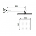 Oioli UNIKA Deszczownica 300x300 mm z ramieniem ściennym Chrom 1917/INOX-300