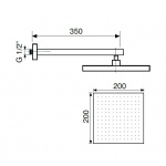 Oioli UNIKA Deszczownica 200x200 mm z ramieniem ściennym Chrom 1917/INOX-200