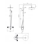 Omnires Contour Zestaw prysznicowy termostatyczny ścienny z deszczownicą Ø 250 mm i słuchawką prysznicową na drążku Antracyt CT8044AT