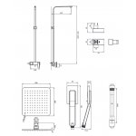 Omnires Parma Zestaw prysznicowy ścienny z deszczownicą 200x200 mm i słuchawką prysznicową Czarny PM7444BL