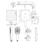 Omnires Sacramento Zestaw prysznicowy z deszczownicą 250x250 mm podtynkowy i słuchawką prysznicową Czarny SYSSC10BL