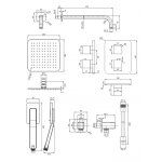 Omnires Slide Zestaw prysznicowy termostatyczny podtynkowy z deszczownicą 200x200 mm ścienną i słuchawką na przyłączy kątowym Chrom SYSSL11CR