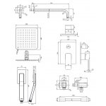 Omnires Slide Zestaw prysznicowy podtynkowa z deszczownicą 200x200 mm i słuchawką prysznicową Grafit SYSSL12GR