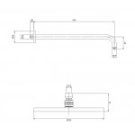 Omnires Slimline Deszczownica Ø 250 mm z ramieniem ściennym Złoty szczotkowany WGSET1GLB