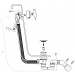 Omnires Syfon wannowy przelewowo-odpływowo-napełniający Chrom TK122-PLUS-3.01+64-SCR