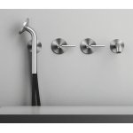 QuadroDesign FFQT Bateria prysznicowa podtynkowa ze słuchawką, wężem i wylewką brushed stainless steel 2169TAS