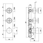 QuadroDesign Valvola02 Bateria prysznicowa termostatyczna podtynkowa z 2 zaworami odcinającymi brushed stainless steel 2089.0AS