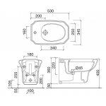 Sbordoni Romana Bidet wiszący 53x34 biały 9036