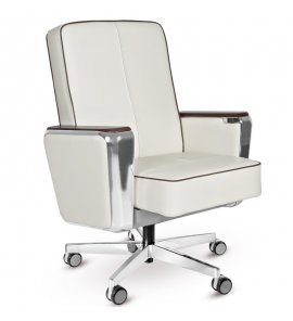 Unique Regent Low Fotel biurowy skóra naturalna Biały 687B-FL-0